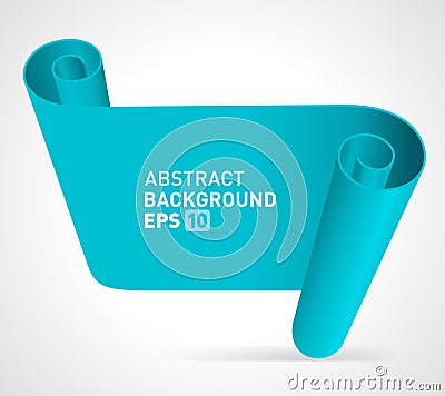 Unfolded blue scroll vector background. Rolled up abstract empty parchment for historical records. Vector Illustration