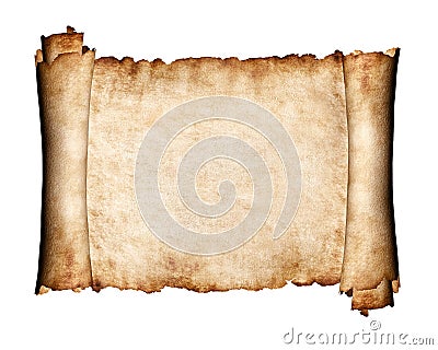 Unfolded piece of parchment antique paper background Stock Photo