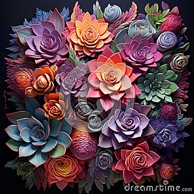 Unfolding Masterpieces: Succulent's Intricate Textures Stock Photo