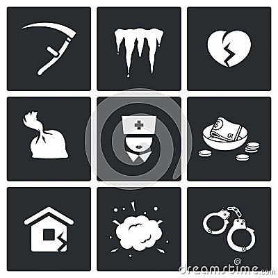 Unhappiness icons. Vector Illustration. Stock Photo