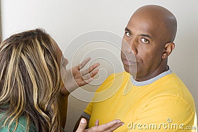Unhappy couple arguing and having relationship problems. Stock Photo
