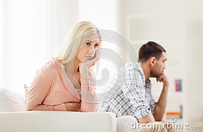 Unhappy couple having argument at home Stock Photo