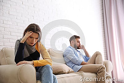 Unhappy couple with problems in relationship Stock Photo