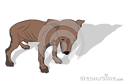 Unhappy crying lonely puppy Vector Illustration