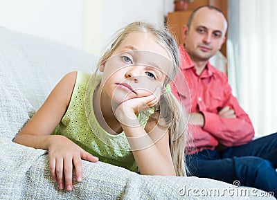 Unhappy daughter quarrelling with father Stock Photo