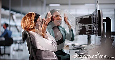 Unhappy developer stressed coding software on computer in office Stock Photo