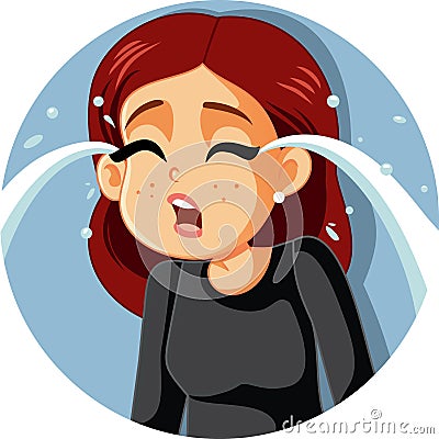 Sad Girl Crying Feeling Down Vector Illustration Vector Illustration