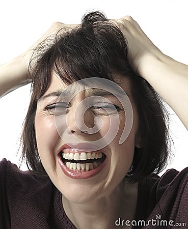 Unhappy frustrated woman screaming Stock Photo