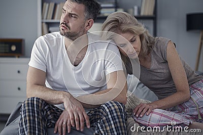 Unhappy husband and sad wife Stock Photo