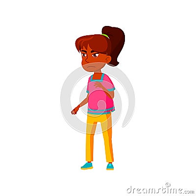 unhappy indian girl child feeling despair cartoon vector Vector Illustration