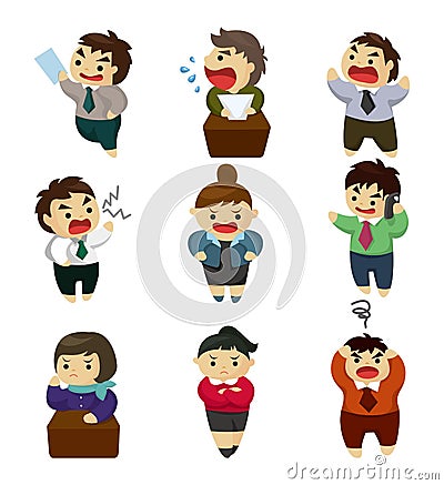 Unhappy office worker set Vector Illustration