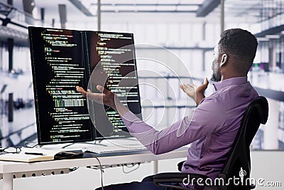 Unhappy Sad Developer Programmer Man In Stress Coding Software Stock Photo