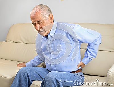 Senior man with Back pain Stock Photo