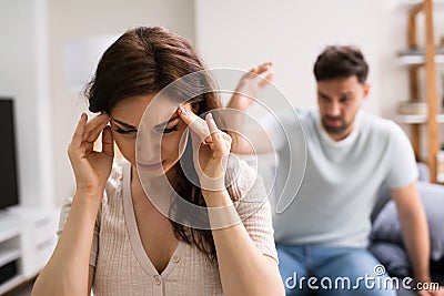 Unhappy Stressed Couple Family Arguing Stock Photo