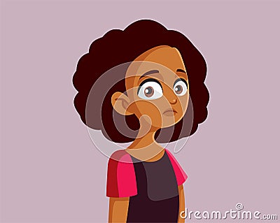 Sad African Teenage Girl Vector Illustration Vector Illustration