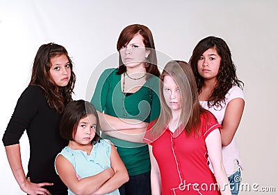 Unhappy teen girls Stock Photo