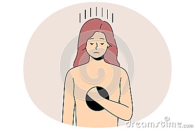 Unhappy woman with hole inside suffer from depression Vector Illustration