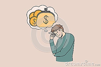 Stressed man struggle with financial problems Vector Illustration