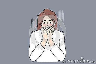 Unhappy woman feel scared and terrified Vector Illustration