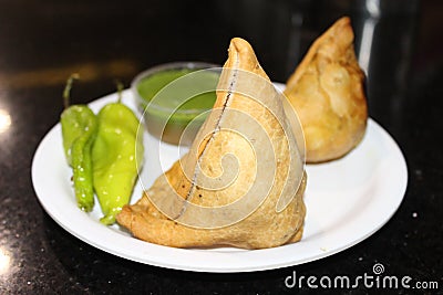 Unhealthy foods , samosas with fungus inside stock photo Stock Photo