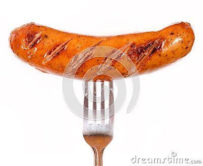 Unhealthy grilled barbecue sausage Stock Photo