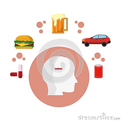 Unhealthy habits and food Vector Illustration