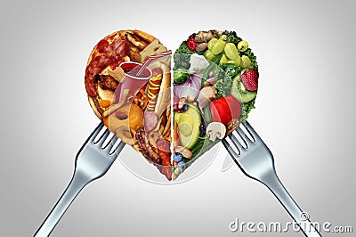 Unhealthy And Healthy Food Choice Cartoon Illustration