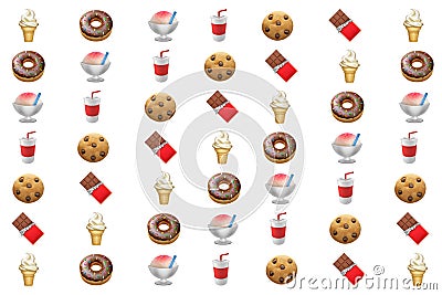 Unhealthy high calorie sugary junk foods graphic resource Stock Photo