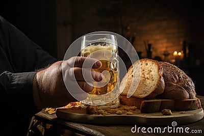 Unhealthy Lifestyle and Beer Pastries Consumption. AI Generatedand Stock Photo