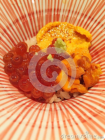 Uni and ikura sushi Stock Photo