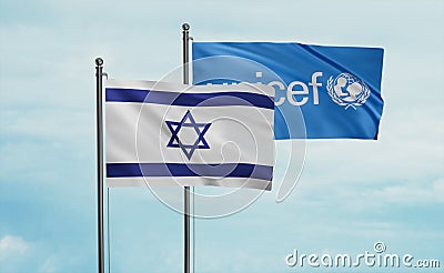 UNICEF and Israel flag Editorial Stock Photo