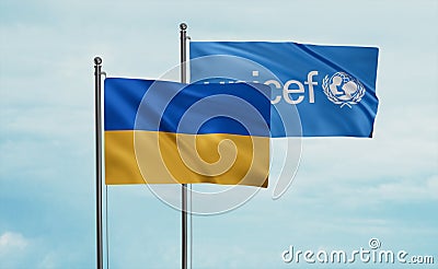 UNICEF and Ukraine flag Editorial Stock Photo