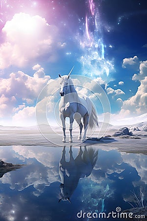 Unicorn In An Alien World Stock Photo