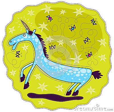 Unicorn with butterflies Vector Illustration