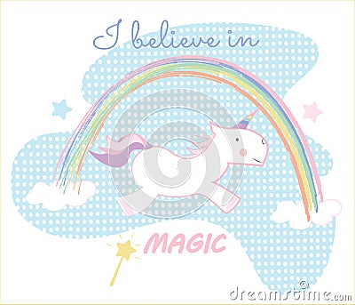 Unicorn child drawings Vector Illustration