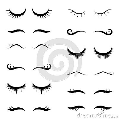 Unicorn closed eyes or simple girl vector eyelashes collection Vector Illustration