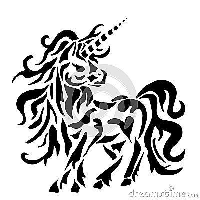 Unicorn for coloring or tattoo Vector Illustration