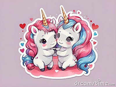 Cute unicorn couple making love Stock Photo