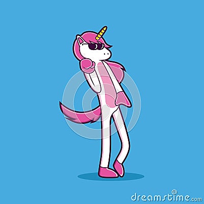 Unicorn is doing a cool dance Vector Illustration