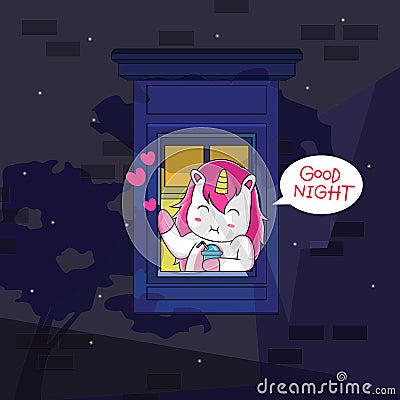 unicorn is enjoying of the night Stock Photo