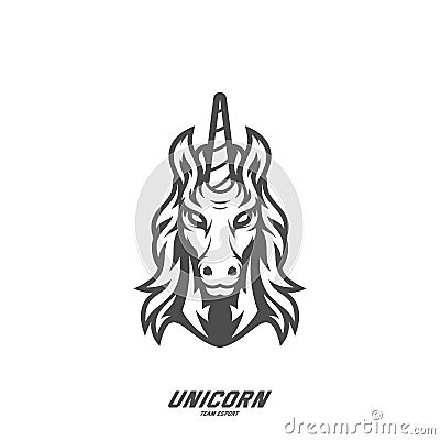Unicorn Esport gaming mascot logo template Vector. Modern Head Unicorn Logo Vector Vector Illustration