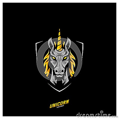 Unicorn Esport gaming mascot logo template Vector. Modern Head Unicorn Logo Vector Vector Illustration