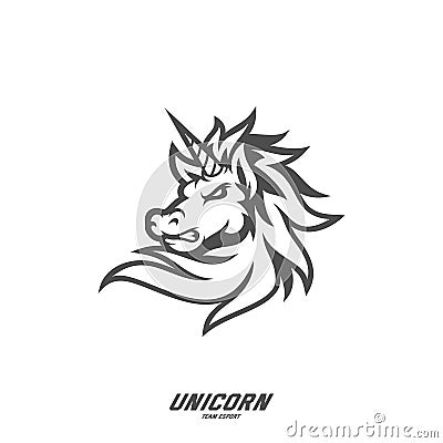 Unicorn Esport gaming mascot logo template Vector. Modern Head Unicorn Logo Vector Vector Illustration