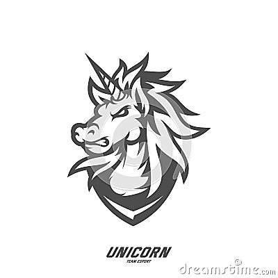 Unicorn Esport gaming mascot logo template Vector. Modern Head Unicorn Logo Vector Stock Photo