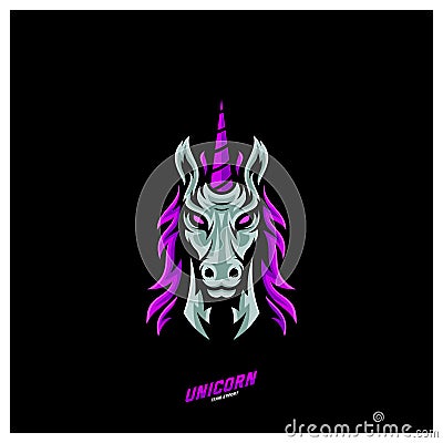 Unicorn Esport gaming mascot logo template Vector. Modern Head Unicorn Logo Vector Stock Photo