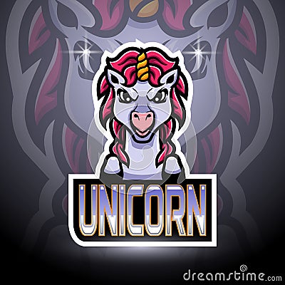 Unicorn esport logo mascot design Vector Illustration