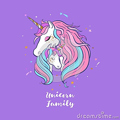 Unicorn family. Love. Magic. Dream 1 Vector Illustration