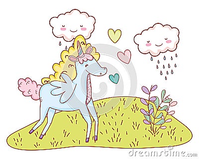 Unicorn fantastic cartoon Vector Illustration