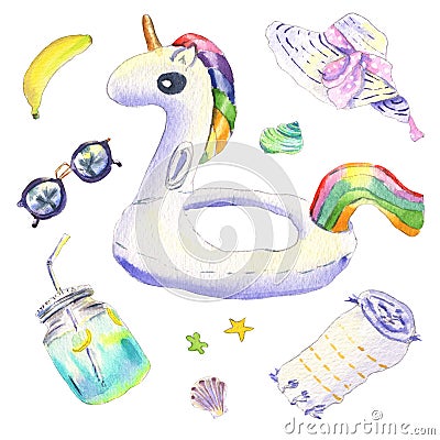 Unicorn float watercolor Stock Photo