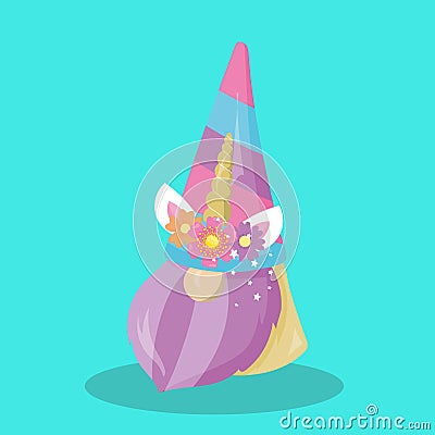 unicorn gnome rainbow hat purple beard 12 Vector Illustration